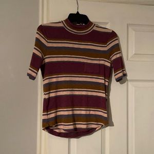 Madewell ribbed mockneck striped top